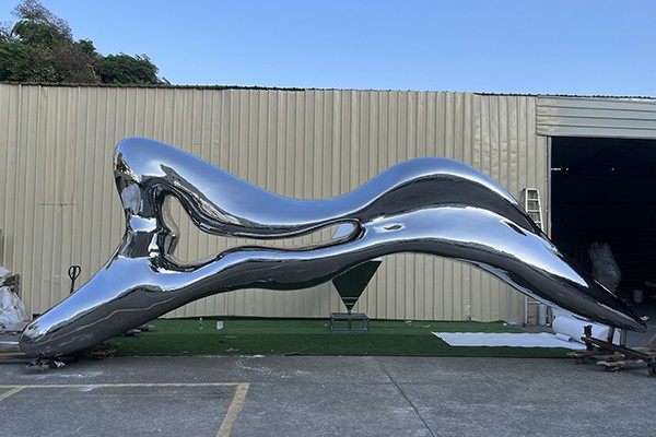 Custom Large Abstract Stainless Steel Sculpture – Mirror Polished Outdoor Wave Art